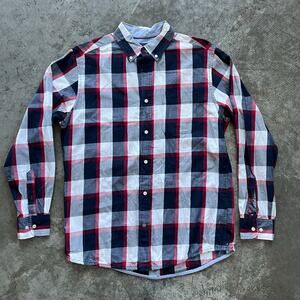 Tommy Hilfiger Classic Fit Plaid Shirt Navy Red White Medium